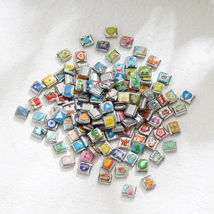 Maglie per bracciale italiano fai-da-te in acciaio inox con motivi colorati a cuore e lettere