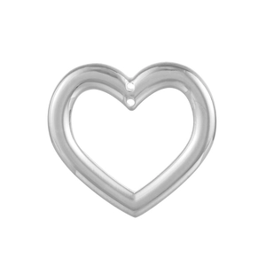 Polished silver stainless steel heart pendant with dual holes for DIY jewelry making