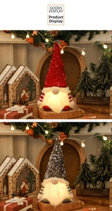 Détails de gnomes de Noël brillants avec paillettes et lumières LED chaudes