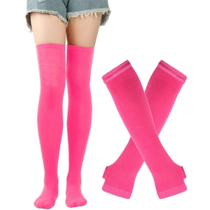Detailed view of pink over-the-knee socks for St. Patrick's Day themed parties and events
