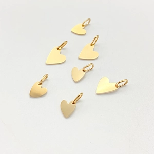 Minimalist gold plated stainless steel heart pendants for DIY jewelry making