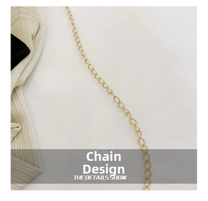 Detail shot of the golden metal chain strap with classic oval link design for jelly bags