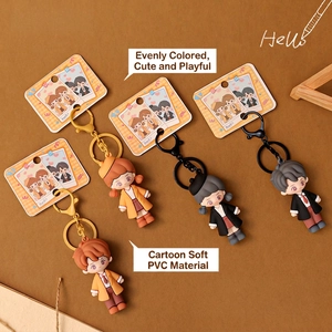 Cartoon figure couple keychains made of soft PVC material in four diverse trendy styles