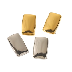 Minimalist 18K gold and silver stainless steel geometric earrings on white background