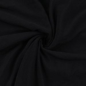 Macro shot of breathable black mesh fabric texture showing detailed weave and soft drape