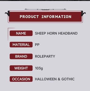 Detailed specs of the 103g black sheep horn headband for Halloween and Gothic parties