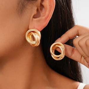 Geometric Knot Stud Earrings With 925 Sterling Silver Earring Post Minimalist Multi Circle Plated Metal Jewelry For Women