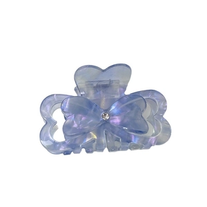 Blue-purple gradient acetate butterfly hair claw clip with sparkling diamond accent