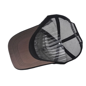 Close-up of the breathable mesh back and decorative stitching on this vintage baseball cap