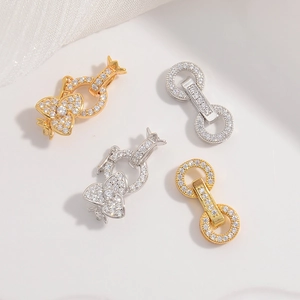 Fermoirs De Connexion En Argent Sterling S925 Avec Zircone Roue Ronde Pétale De Fleur Création De Bijoux DIY