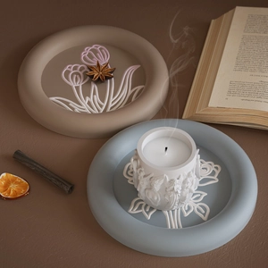 Engel kaars met reliëf en getextureerde ronde dienbladen voor aromatherapie decoratie