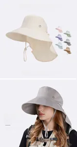 Détail du chapeau de soleil à large bord avec protège-nuque et aérations latérales