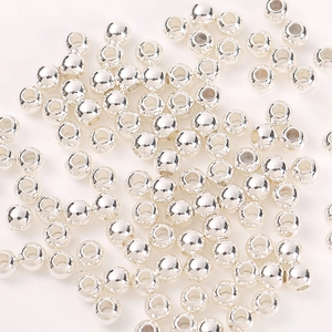 Polished silver textured metal beads with center holes for DIY jewelry making and crafts