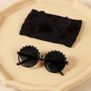 Baby-Sonnenschutz-Set mit floraler Sonnenbrille und passendem Nylon-Schleifen-Stirnband