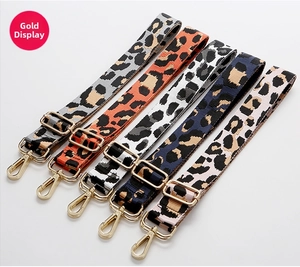 Adjustable leopard print wide shoulder straps with thick gold hardware in five colors