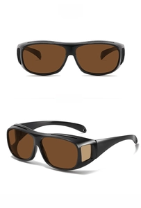 Polarized sunglasses with brown lenses and side windows for driving safety and glare protection