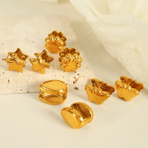 Polished 18K gold-plated butterfly and heart-shaped hoop earrings set for women