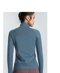 Slim fit sports jacket with back curved stitching for yoga and running workout