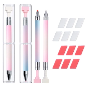 Rotary Nail Art Dotting Pen Rhinestone Picker Crayon Tool Gradient PVC Plastic For DIY Manicure Crafts With Wax And Storage Box