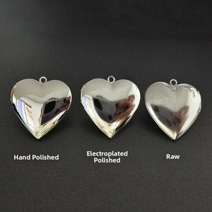 Detailed comparison of hand polished, electroplated, and raw blank heart lockets