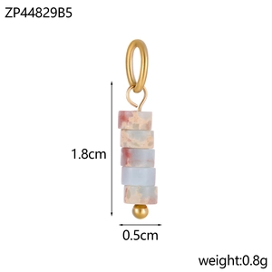 Macro view of 1.8cm stainless steel charm with colorful stone beads for jewelry DIY