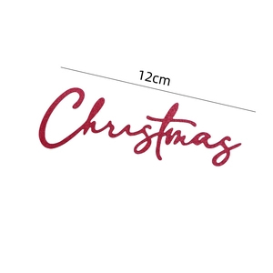 Red glitter Christmas letter cake topper ornament with 12cm width on white background