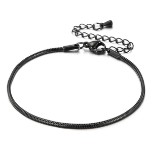 Minimalist 18K gold plated black stainless steel snake chain bracelet with adjustable clasp