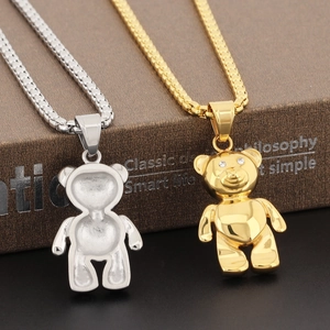 Hip hop panda pendant necklaces in gold and silver finish with diamond-set eyes on a box chain