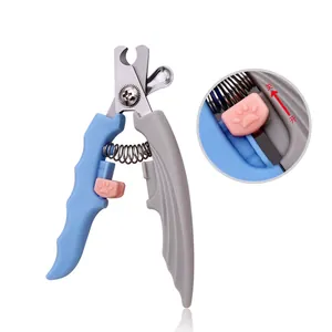 Pet nail clipper with stainless steel blade, safety lock and ergonomic non-slip handle