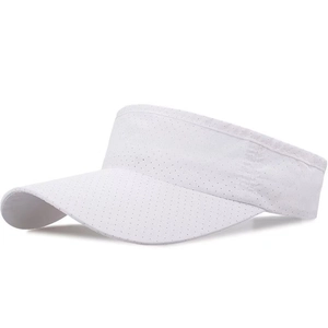 Unisex white breathable mesh top visor hat with quick-dry fabric and long brim