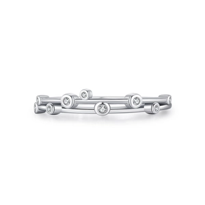 Minimalist S925 sterling silver double-layer ring with sparkling round cubic zirconia