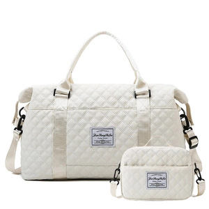 Large Capacity Quilted Diamond Pattern Travel Duffel Bag Oxford Cloth Handbag For Sports Fitness And Weekend Trip