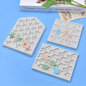 Silicone Alphabet Letters Mold Heart Star Triangle Shapes DIY Baking Cake Decorating Fondant Chocolate Crafting Tool