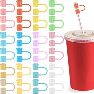 Silicone Straw Cover Caps Reusable Dustproof Plugs Splash Proof Drinking Straw Accessories For Outdoors Home