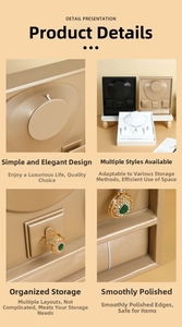 Detail view of multi-functional jewelry display stand with necklace hooks and ring slots