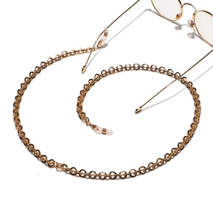 Fashionable thick round gold aluminum chain eyewear strap with anti-slip silicone loops