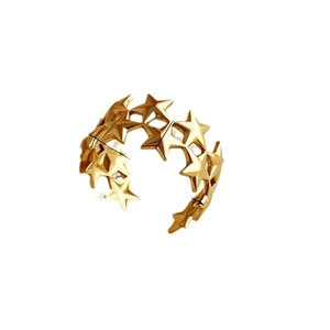 Minimalist gold star open ring with hollow star pattern for women's daily wear