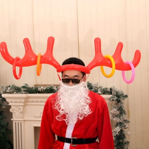 Inflatable reindeer antler toss game set for Christmas party fun with colorful PVC rings