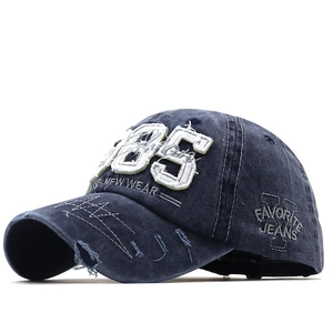 Vintage Baseball Cap Distressed Gewaschene Baumwolle Denim Stickerei 1985 Retro Street Style Verstellbar Sonnenhut
