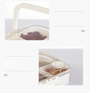 Kitchen spice box with foldable handle and built-in date tracking dial on clear lid