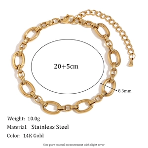 14K gold plated stainless steel chunky O-link anklet with lobster clasp and extension chain