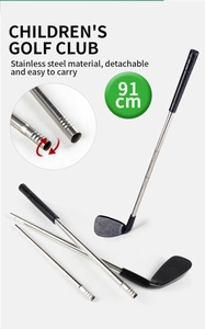 Detail of 91cm detachable stainless steel golf club with non-slip grip and threaded joints