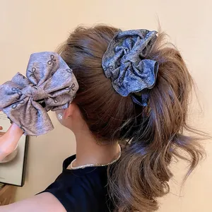 Elegant Korean Style Fabric Twisted Headband Rhinestone Bow Hair Claw Clip Women High Cranial Top Fashion Hair Accessory