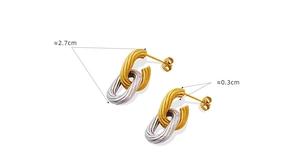 Detail showing two-tone twisted chain earrings with 2.7cm length and 0.3cm width