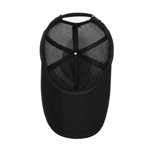 Men's outdoor breathable black mesh baseball cap with long brim for sun protection