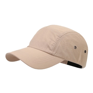 Quick-dry five-panel outdoor baseball cap in khaki with side metal eyelets for ventilation