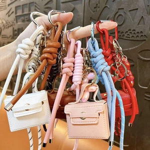 Mini leather handbag keychain multi-color bag charm cute keyring pendant for women