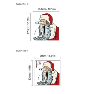 Sticker mural Père Noël en PVC 30x30cm avec détails des dimensions et effet de pose