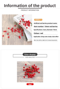 Detailed view of 10mm artificial red holly berries with realistic texture for Christmas decor