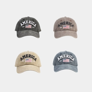 Vintage Washed Cotton Baseball Cap American Flag Embroidery America Est 1776 Distressed Retro Casual Hat For Men Women